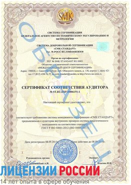 Образец сертификата соответствия аудитора №ST.RU.EXP.00006191-1 Павловский Посад Сертификат ISO 50001