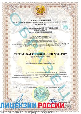 Образец сертификата соответствия аудитора №ST.RU.EXP.00014299-1 Павловский Посад Сертификат ISO 14001